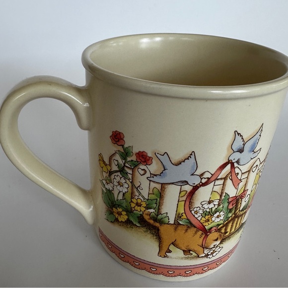 Country Kids Collectible Coffee Tea Cup with Coaster Lid Vintage Be my Valentine - Picture 5 of 6
